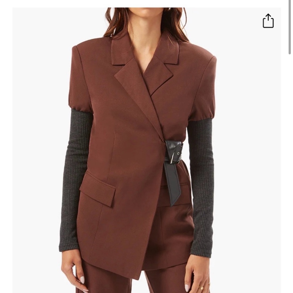 WeWoreWhat Chocolate Blazer with Black Detail
